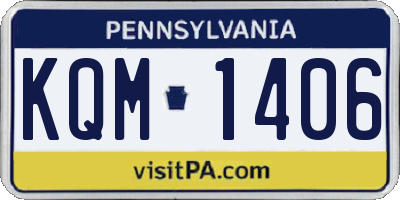 PA license plate KQM1406