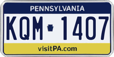 PA license plate KQM1407