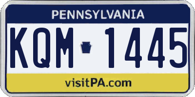 PA license plate KQM1445
