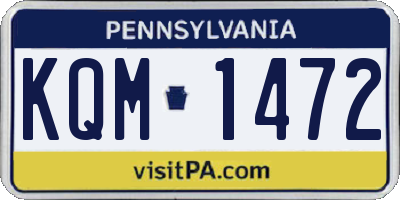 PA license plate KQM1472