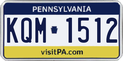 PA license plate KQM1512