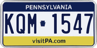 PA license plate KQM1547