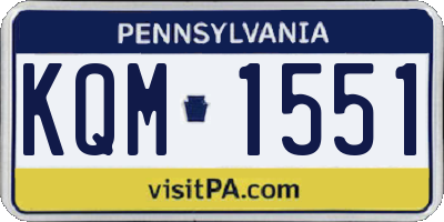PA license plate KQM1551