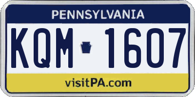 PA license plate KQM1607
