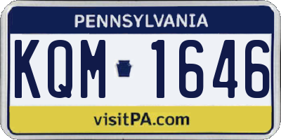 PA license plate KQM1646