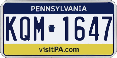 PA license plate KQM1647
