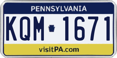 PA license plate KQM1671