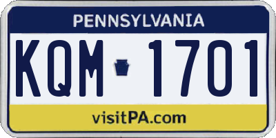 PA license plate KQM1701