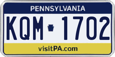 PA license plate KQM1702