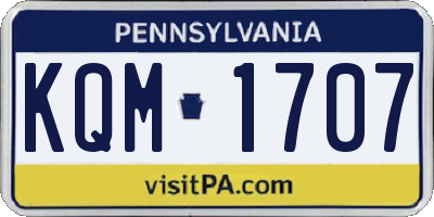 PA license plate KQM1707