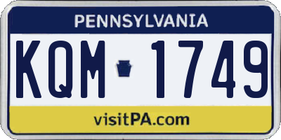 PA license plate KQM1749