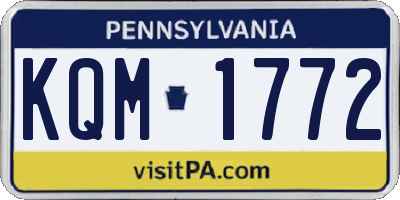 PA license plate KQM1772