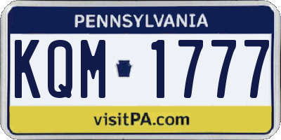 PA license plate KQM1777
