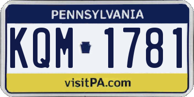 PA license plate KQM1781
