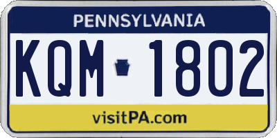 PA license plate KQM1802