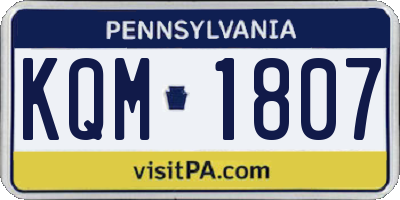PA license plate KQM1807