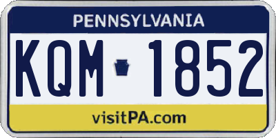 PA license plate KQM1852