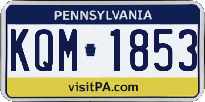 PA license plate KQM1853