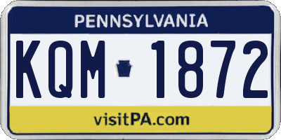 PA license plate KQM1872
