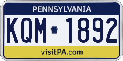 PA license plate KQM1892