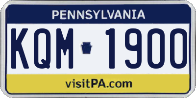 PA license plate KQM1900