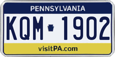 PA license plate KQM1902