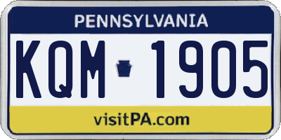 PA license plate KQM1905