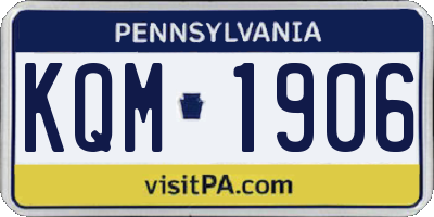 PA license plate KQM1906