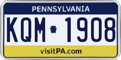 PA license plate KQM1908