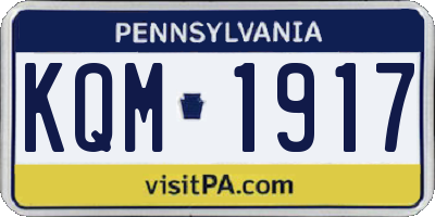 PA license plate KQM1917
