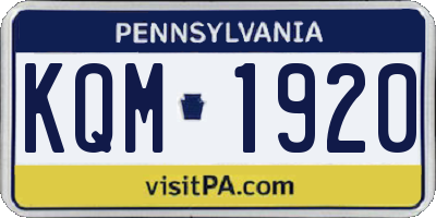 PA license plate KQM1920