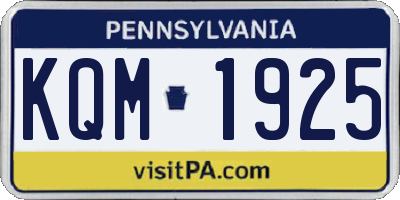 PA license plate KQM1925