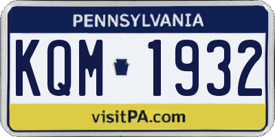 PA license plate KQM1932