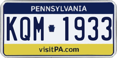 PA license plate KQM1933