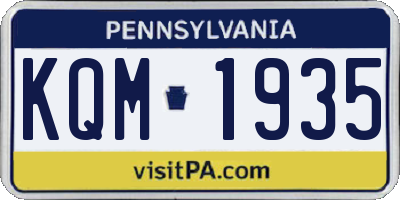 PA license plate KQM1935