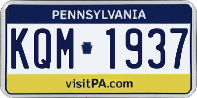 PA license plate KQM1937