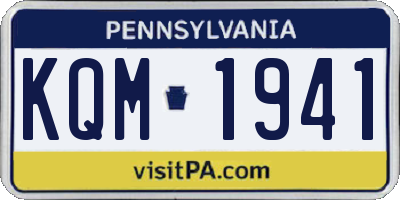 PA license plate KQM1941