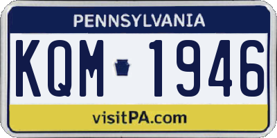 PA license plate KQM1946