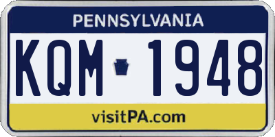 PA license plate KQM1948