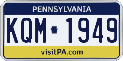 PA license plate KQM1949
