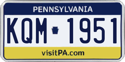 PA license plate KQM1951