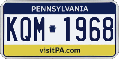 PA license plate KQM1968