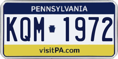 PA license plate KQM1972
