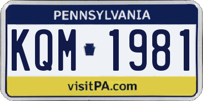 PA license plate KQM1981