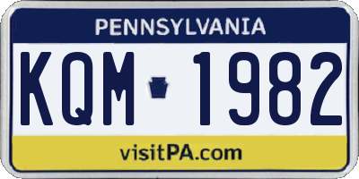 PA license plate KQM1982