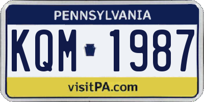 PA license plate KQM1987