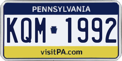 PA license plate KQM1992