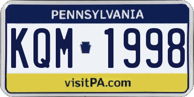 PA license plate KQM1998