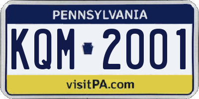 PA license plate KQM2001