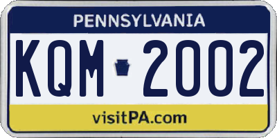 PA license plate KQM2002